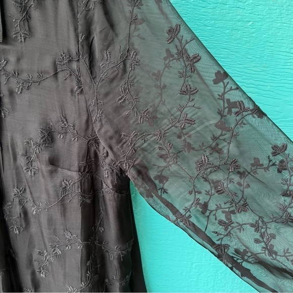 Stitch Fix Goth Black Lissa Embroidered Chiffon Button Front Blouse SIZE XXL NWT - Picture 3 of 8
